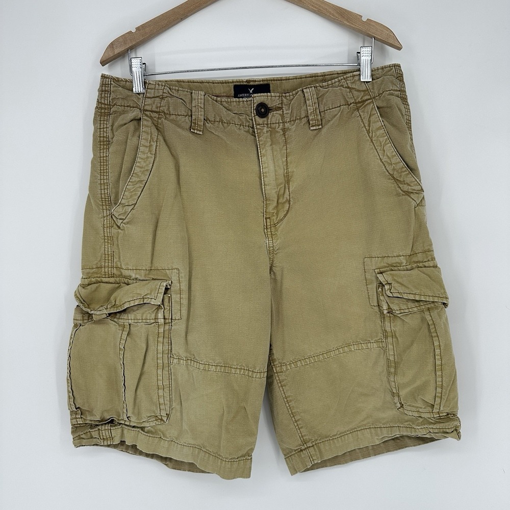 American Eagle Outfitters cotton cargo shorts multi pocket utility baggy Y2K 34